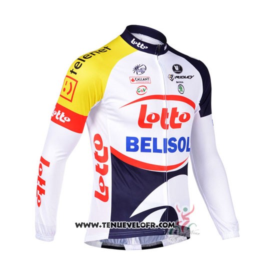 2013 Maillot Ciclismo Lotto Belisol Violet et Blanc Manches Longues et Cuissard